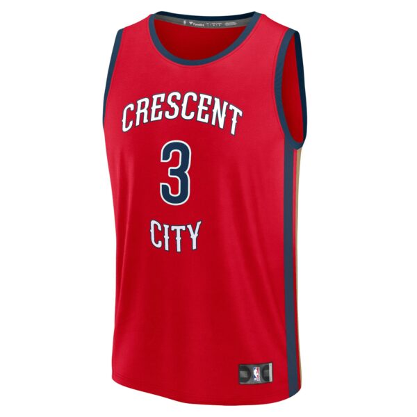 CJ McCollum New Orleans Pelicans Fanatics Fast Break Replica Jersey - Statement Edition - Red - Image 3