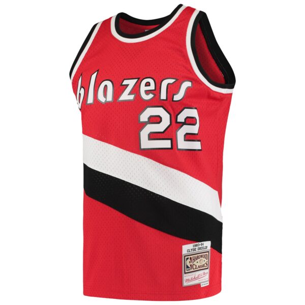 Clyde Drexler Portland Trail Blazers Mitchell & Ness 1983/84 Hardwood Classics Swingman Jersey - Red - Image 3