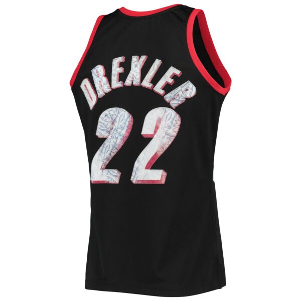 Clyde Drexler Portland Trail Blazers Mitchell & Ness 1991/92 Hardwood Classics NBA 75th Anniversary Diamond Swingman Jersey - Black - Image 4