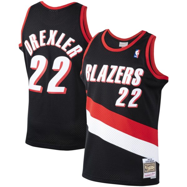 Clyde Drexler Portland Trail Blazers Mitchell & Ness 1991/92 Hardwood Classics Swingman Jersey - Black - Image 2