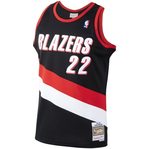 Clyde Drexler Portland Trail Blazers Mitchell & Ness 1991/92 Hardwood Classics Swingman Jersey - Black - Image 3