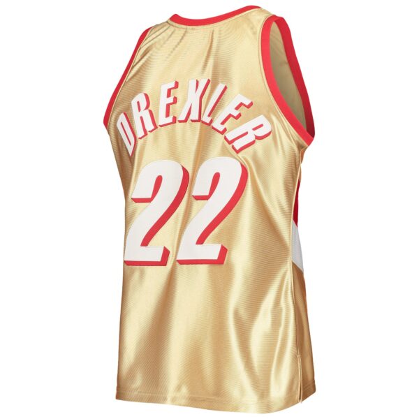 Clyde Drexler Portland Trail Blazers Mitchell & Ness 75th Anniversary 1991/92 Hardwood Classics Swingman Jersey - Gold - Image 4