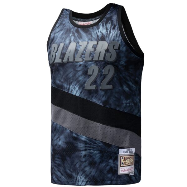 Clyde Drexler Portland Trail Blazers Mitchell & Ness Hardwood Classics 1991/92 Tie-Dye Swingman Jersey - Black - Image 3
