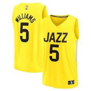 Cody Williams Utah Jazz Fanatics 2024 NBA Draft Fast Break Player Jersey - Icon Edition - Yellow