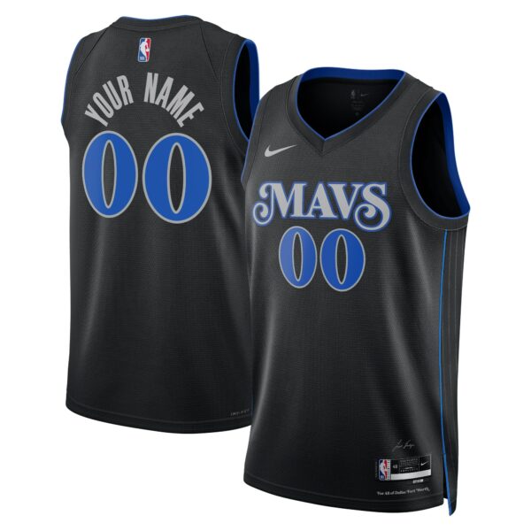 Dallas Mavericks Nike Unisex 2023/24 Custom Swingman Jersey - Black - City Edition - Image 2