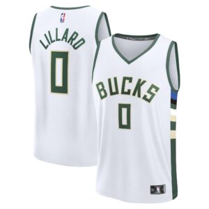 Damian Lillard Milwaukee Bucks Fanatics Fast Break Replica Player Jersey - Association Edition - White