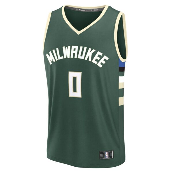 Damian Lillard Milwaukee Bucks Fanatics Fast Break Replica Player Jersey - Icon Edition - Hunter Green - Image 3