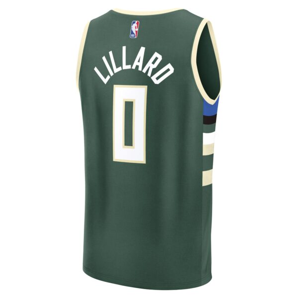 Damian Lillard Milwaukee Bucks Fanatics Fast Break Replica Player Jersey - Icon Edition - Hunter Green - Image 4
