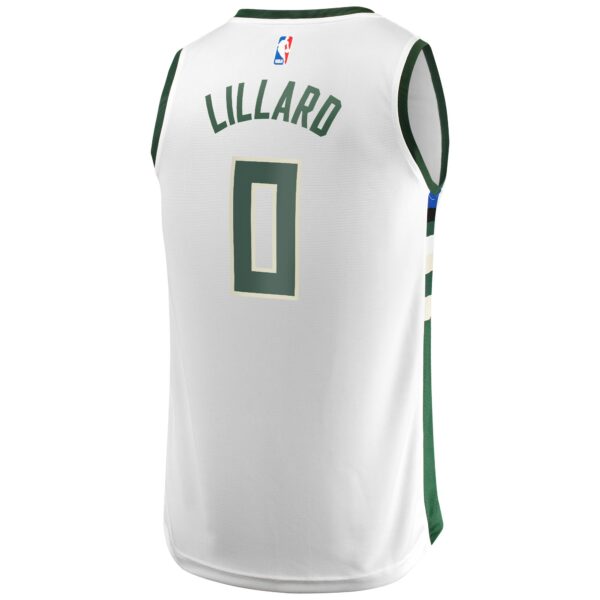 Damian Lillard Milwaukee Bucks Fanatics Men's Fast Break Player Jersey - Association Edition - White - Image 4