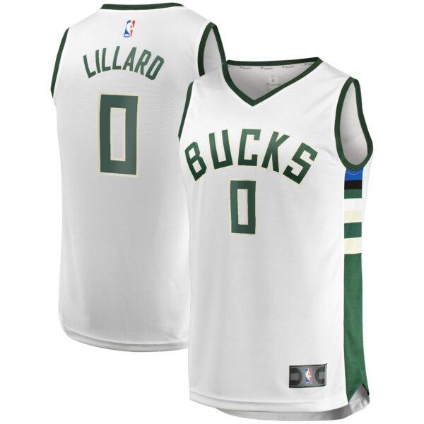 Damian Lillard Milwaukee Bucks Fanatics Men's Fast Break Player Jersey - Association Edition - White - Image 2