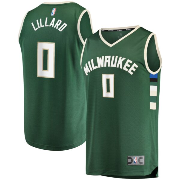 Damian Lillard Milwaukee Bucks Fanatics Men's Fast Break Player Jersey - Icon Edition - Hunter Green - Image 2