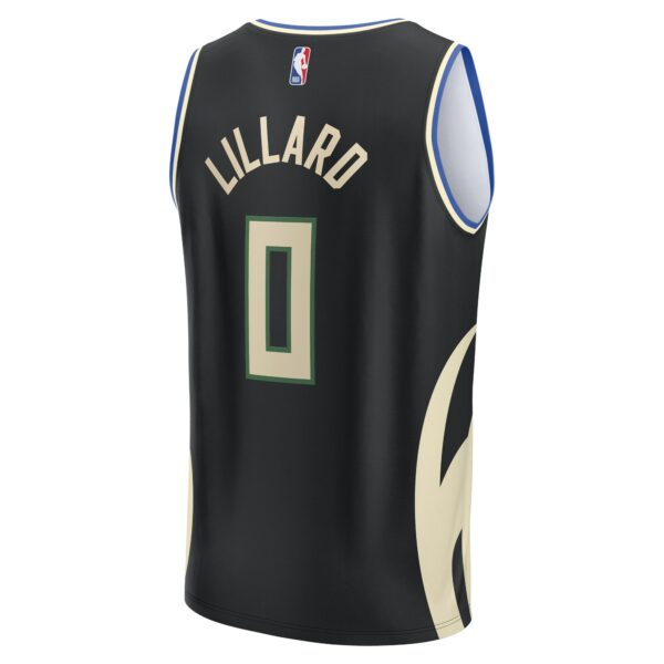 Damian Lillard Milwaukee Bucks Fanatics Men's Fast Break Player Jersey - Statement Edition - Black - Image 4