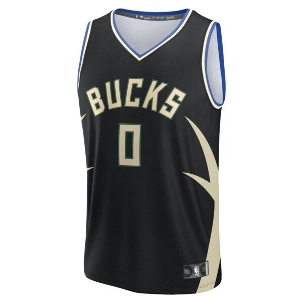 Damian Lillard Milwaukee Bucks Fanatics Youth Fast Break Replica Player Jersey - Statement Edition - Black - Image 3
