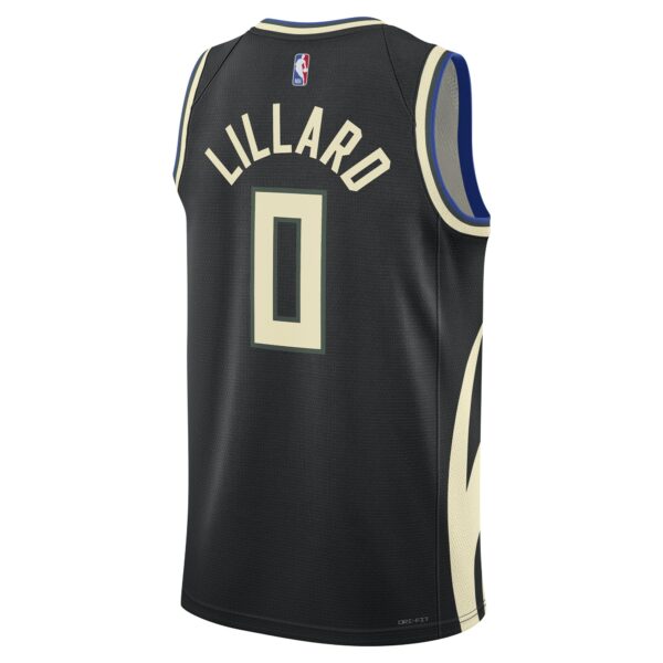 Damian Lillard Milwaukee Bucks Jordan Brand Unisex Swingman Player Jersey - Statement Edition - Black - Image 4