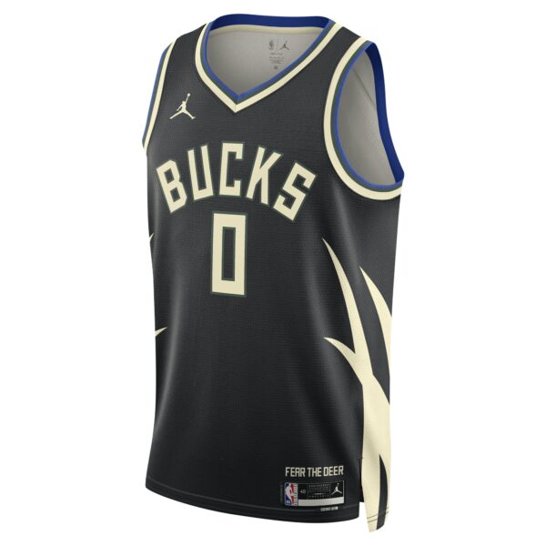 Damian Lillard Milwaukee Bucks Jordan Brand Unisex Swingman Player Jersey - Statement Edition - Black - Image 3