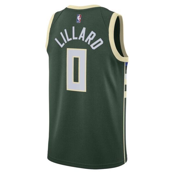 Damian Lillard Milwaukee Bucks Nike Unisex Swingman Jersey - Icon Edition - Hunter Green - Image 4