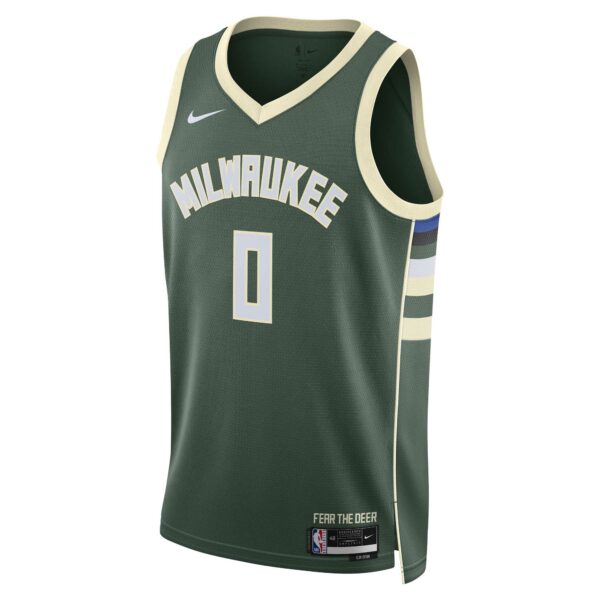 Damian Lillard Milwaukee Bucks Nike Unisex Swingman Jersey - Icon Edition - Hunter Green - Image 3