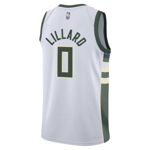 Damian Lillard Milwaukee Bucks Nike Youth Swingman Jersey - Association Edition - White - Image 4