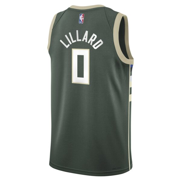 Damian Lillard Milwaukee Bucks Nike Youth Swingman Jersey - Icon Edition - Hunter Green - Image 4