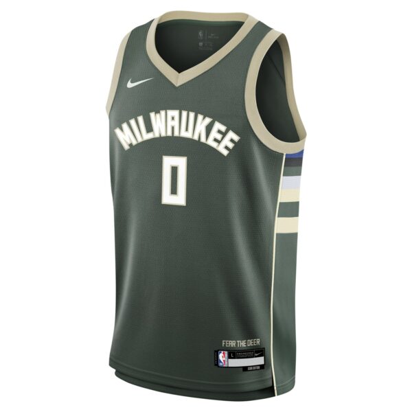 Damian Lillard Milwaukee Bucks Nike Youth Swingman Jersey - Icon Edition - Hunter Green - Image 3