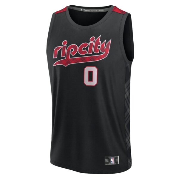 Damian Lillard Portland Trail Blazers Fanatics Fast Break Jersey - Black - City Edition - Image 3