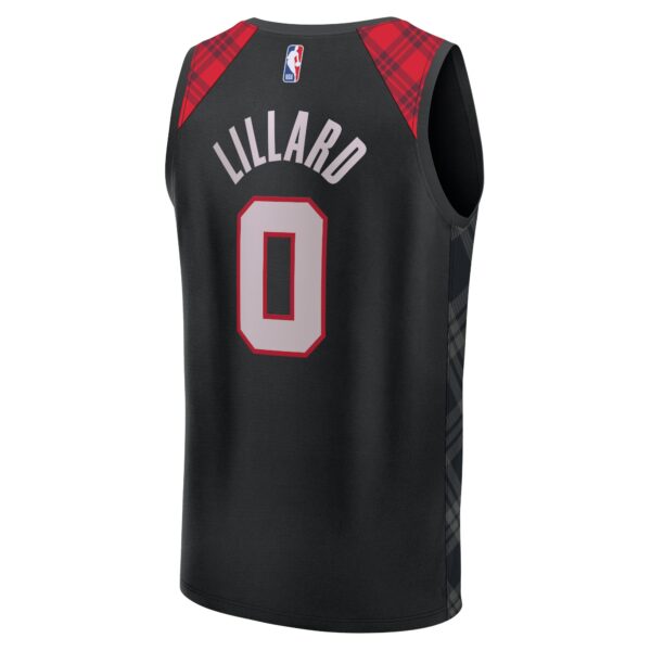 Damian Lillard Portland Trail Blazers Fanatics Fast Break Jersey - Black - City Edition - Image 4