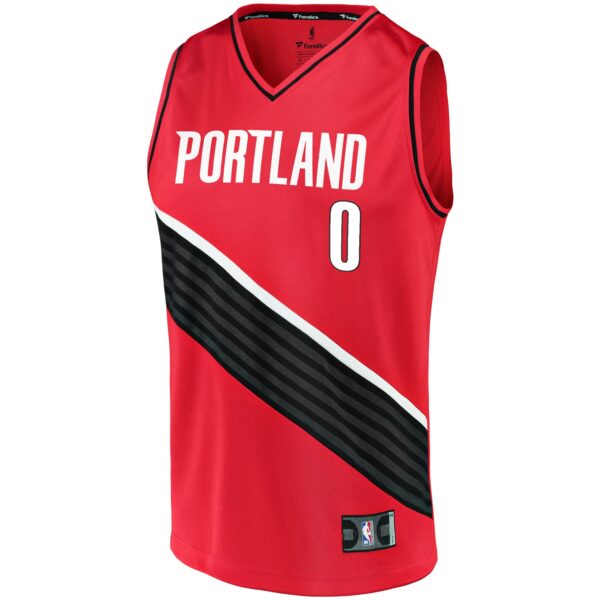 Damian Lillard Portland Trail Blazers Fanatics Fast Break Replica Jersey - Statement Edition - Red - Image 3