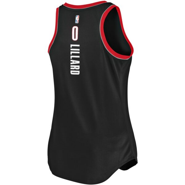 Damian Lillard Portland Trail Blazers Fanatics Women's Fast Break Tank Jersey - Icon Edition - Black - Image 4
