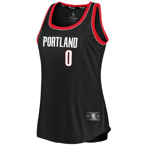 Damian Lillard Portland Trail Blazers Fanatics Women's Fast Break Tank Jersey - Icon Edition - Black - Image 3