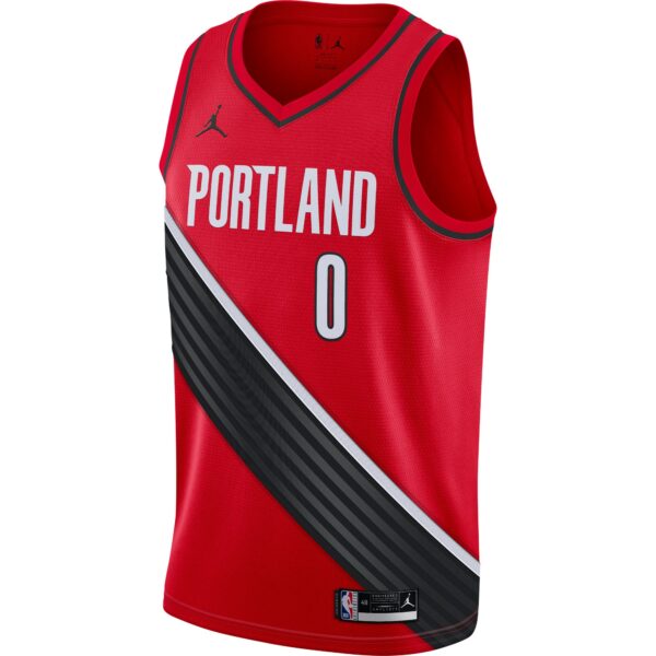 Damian Lillard Portland Trail Blazers Jordan Brand 2020/21 Swingman Jersey - Statement Edition - Red - Image 3