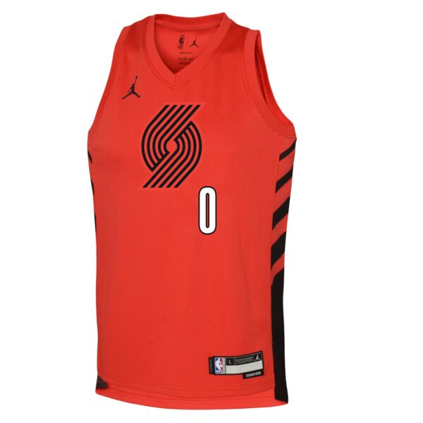 Damian Lillard Portland Trail Blazers Jordan Brand Youth Swingman Jersey - Statement Edition - Red - Image 3