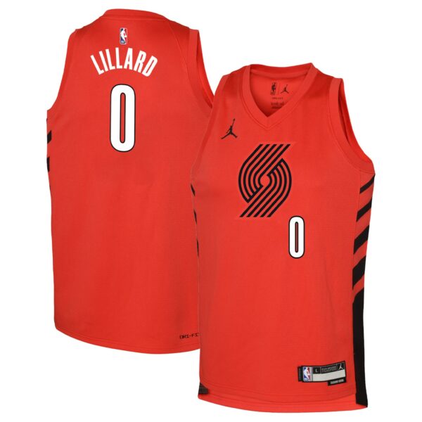 Damian Lillard Portland Trail Blazers Jordan Brand Youth Swingman Jersey - Statement Edition - Red - Image 2