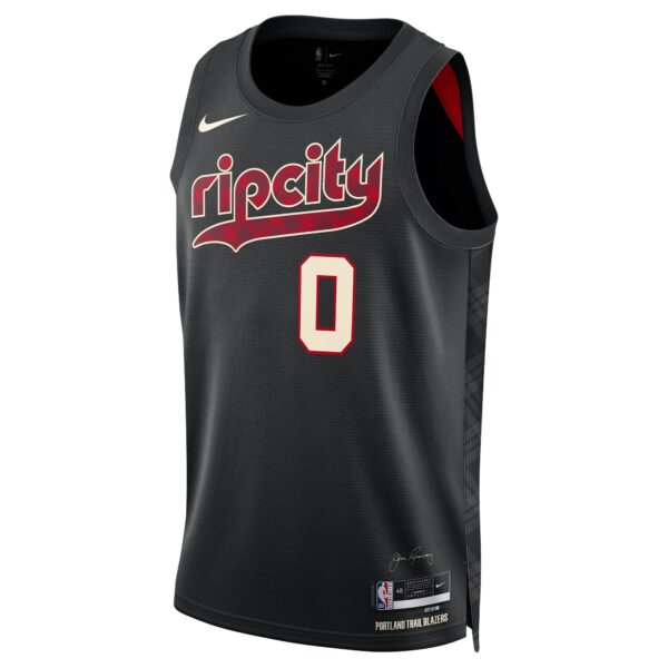 Damian Lillard Portland Trail Blazers Nike Unisex 2023/24 Swingman Jersey - Black - City Edition - Image 3