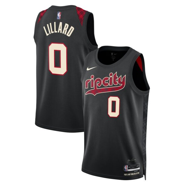 Damian Lillard Portland Trail Blazers Nike Unisex 2023/24 Swingman Jersey - Black - City Edition - Image 2