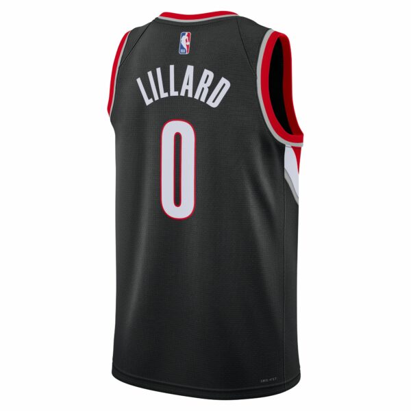 Damian Lillard Portland Trail Blazers Nike Unisex Swingman Jersey - Icon Edition - Black - Image 4
