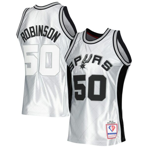 David Robinson San Antonio Spurs Mitchell & Ness 1998/99 Hardwood Classics 75th Anniversary Swingman Jersey - Platinum - Image 2