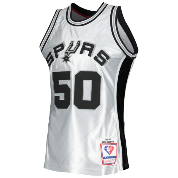 David Robinson San Antonio Spurs Mitchell & Ness 1998/99 Hardwood Classics 75th Anniversary Swingman Jersey - Platinum - Image 3