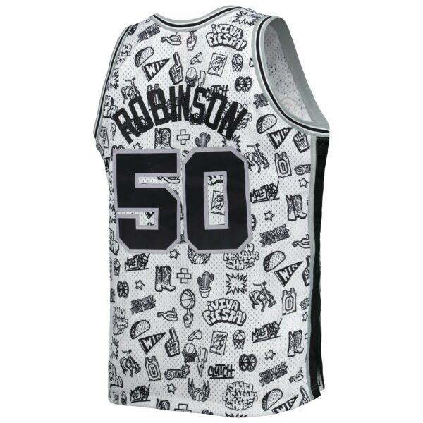 David Robinson San Antonio Spurs Mitchell & Ness 1998/99 Hardwood Classics Doodle Swingman Player Jersey - White - Image 4