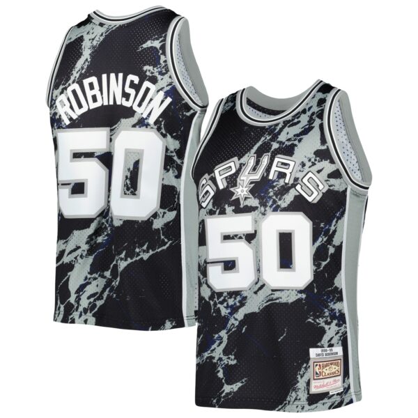 David Robinson San Antonio Spurs Mitchell & Ness 1998/99 Hardwood Classics Marble Swingman Jersey - Black - Image 2
