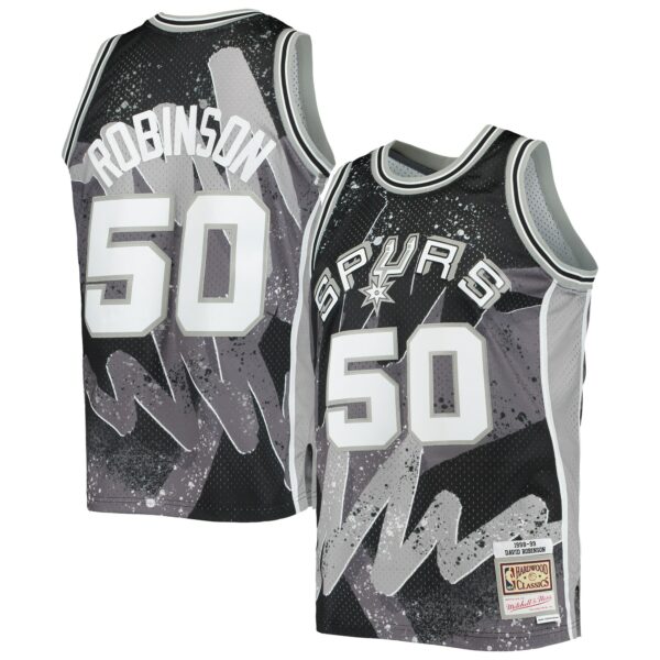 David Robinson San Antonio Spurs Mitchell & Ness Hardwood Classics 1998/99 Hyper Hoops Swingman Jersey - Black - Image 2