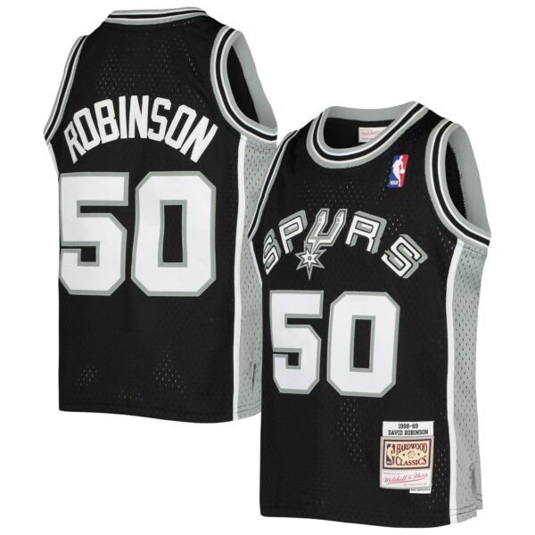 David Robinson San Antonio Spurs Mitchell & Ness Youth 1998/99 Hardwood Classics Swingman Jersey - Black - Image 2