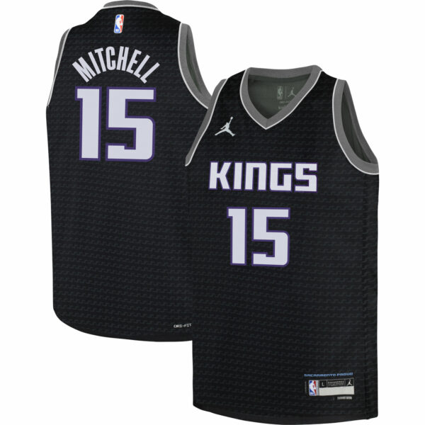 Davion Mitchell Sacramento Kings Jordan Brand Youth Swingman Jersey - Statement Edition - Black - Image 2