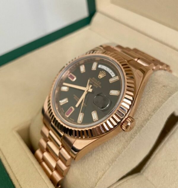 Day-Date Chocolate Dial 18K Everose Gold President Automatic Unisex Watch - Image 2