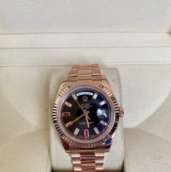Day-Date Chocolate Dial 18K Everose Gold President Automatic Unisex Watch - Image 3