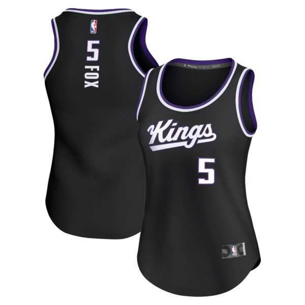 De'Aaron Fox Sacramento Kings Fanatics Women's Fast Break Player Jersey - Icon Edition - Black - Image 2