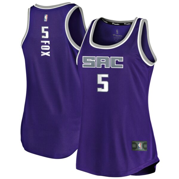 De'Aaron Fox Sacramento Kings Fanatics Women's Fast Break Tank Jersey - Icon Edition - Purple - Image 2
