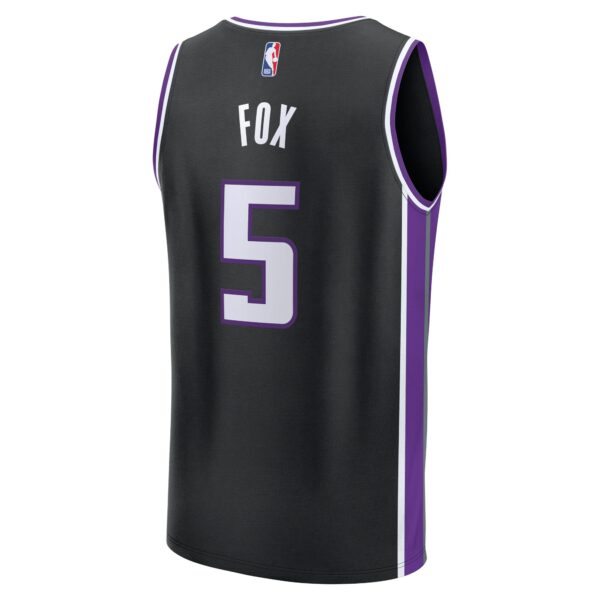 De'Aaron Fox Sacramento Kings Fanatics Youth Fast Break Replica Player Jersey - Icon Edition - Black - Image 4