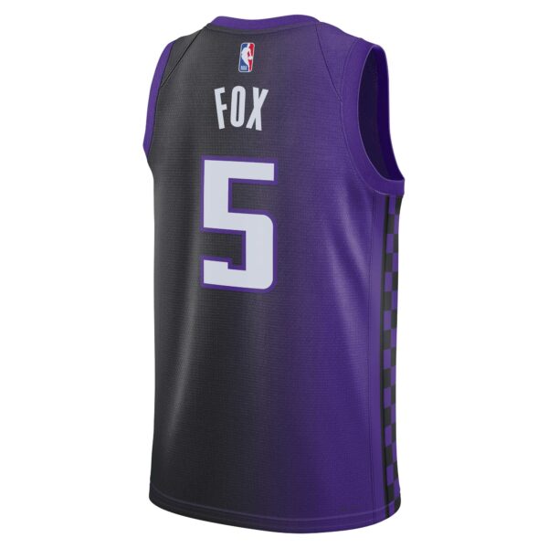 De'Aaron Fox Sacramento Kings Jordan Brand Unisex Swingman Jersey - Statement Edition - Purple - Image 4