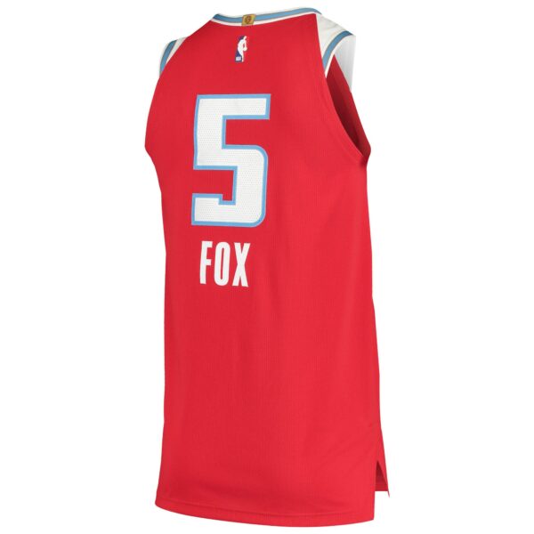 De'Aaron Fox Sacramento Kings Nike Authentic Badge Jersey - City Edition - Red - Image 4