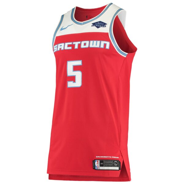 De'Aaron Fox Sacramento Kings Nike Authentic Badge Jersey - City Edition - Red - Image 3